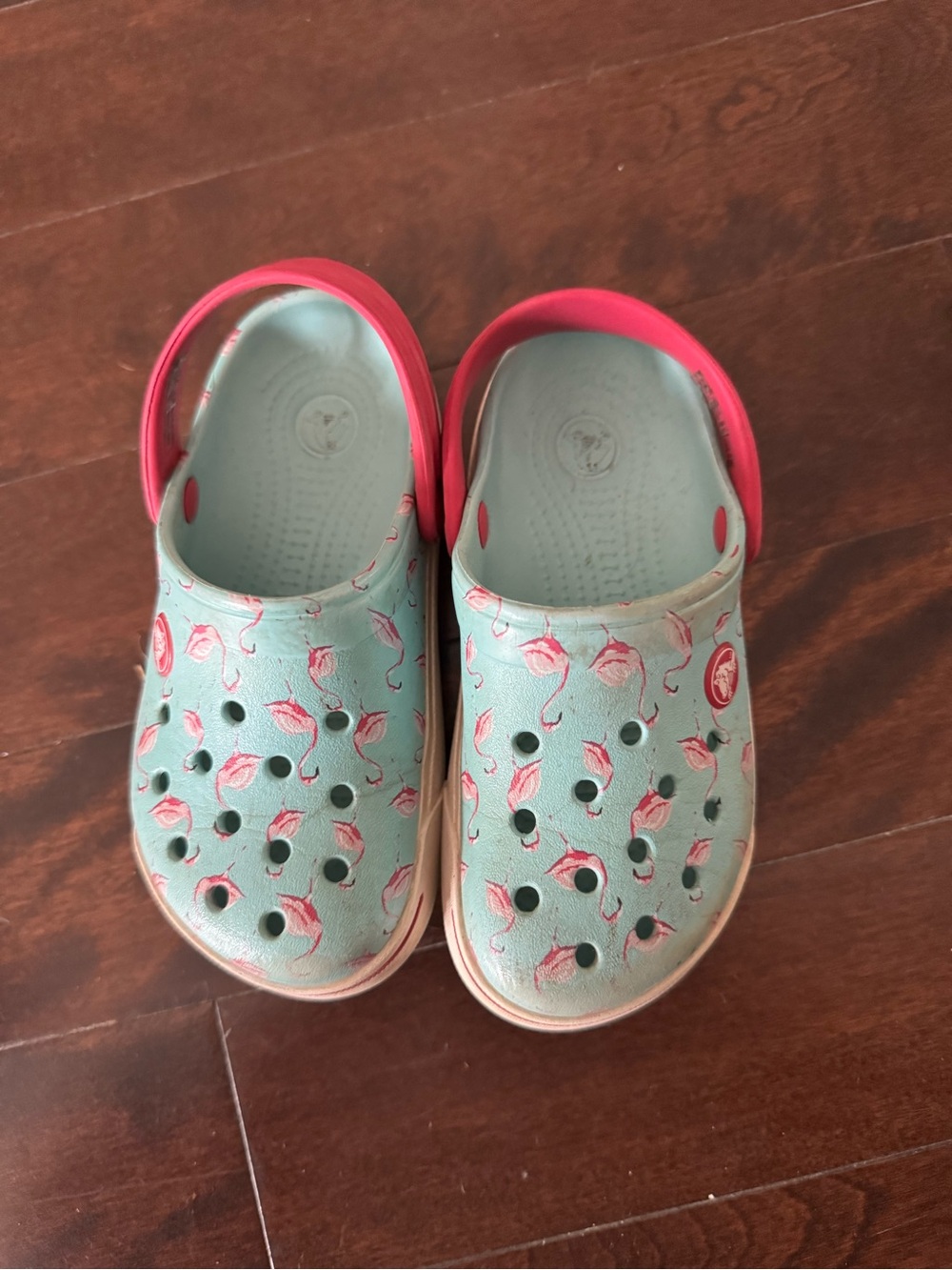 CROCS Kids Clog with Pink Flamingo Print and Pink Heel Strap